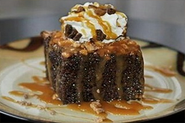 Hot Fudge Cake Topped w/ Roasted Nuts